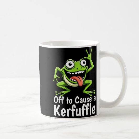 Off To Cause A Kerfuffle Funny Meme Frog Mischief Koffiemok (Rechts)