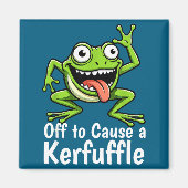 Off To Cause A Kerfuffle Funny Meme Frog Mischief  Magneet (Voorkant)