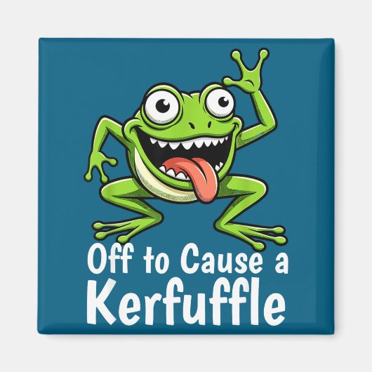 Off To Cause A Kerfuffle Funny Meme Frog Mischief  Magneet (Voorkant)