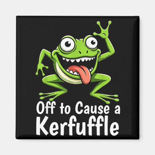 Off To Cause A Kerfuffle Funny Meme Frog Mischief  Magneet (Voorkant)