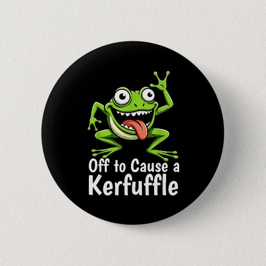 Off To Cause A Kerfuffle Funny Meme Frog Mischief  Ronde Button 5,7 Cm (Voorkant)