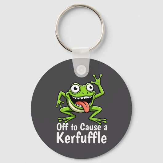 Off To Cause A Kerfuffle Funny Meme Frog Mischief Sleutelhanger (Voorkant)