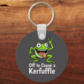 Off To Cause A Kerfuffle Funny Meme Frog Mischief Sleutelhanger (Voorkant)