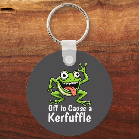 Off To Cause A Kerfuffle Funny Meme Frog Mischief  Sleutelhanger (Voorkant)