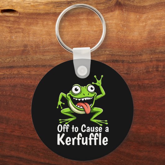 Off To Cause A Kerfuffle Funny Meme Frog Mischief  Sleutelhanger (Voorkant)