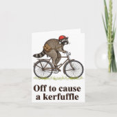Off To Cause A Kerfuffle Funny Raccoon Meme Boys M Kaart (Voorkant)