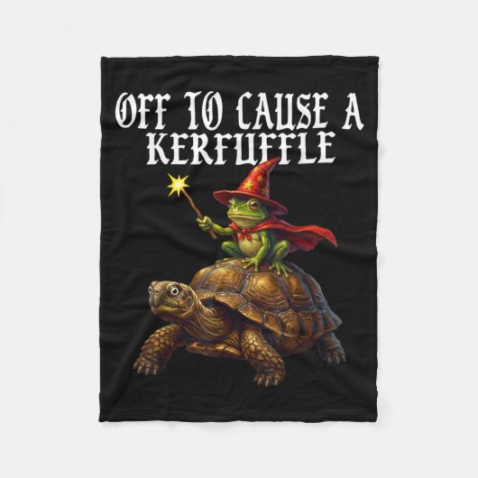 Off To Cause A Kerfuffle Funny Whimsical Frog Wiza Fleece Deken (Voorkant)