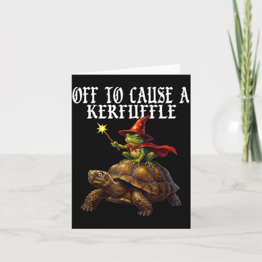Off To Cause A Kerfuffle Funny Whimsical Frog Wiza Kaart (Voorkant)
