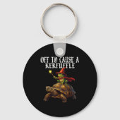 Off To Cause A Kerfuffle Funny Whimsical Frog Wiza Sleutelhanger (Voorkant)