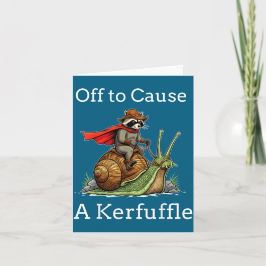 Off To Cause A Kerfuffle Raccoon Whimsical Wizard Kaart (Voorkant)