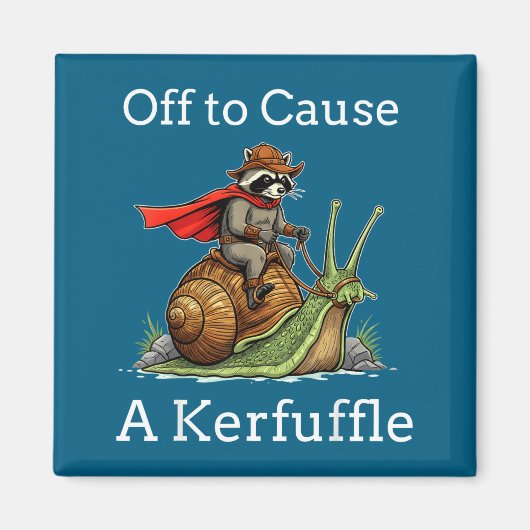 Off To Cause A Kerfuffle Raccoon Whimsical Wizard Magneet (Voorkant)