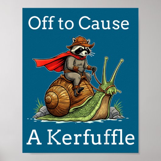 Off To Cause A Kerfuffle Raccoon Whimsical Wizard Poster (Voorkant)