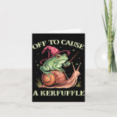 Off To Cause A Kerfuffle Whimsical Wizard Frog Mem Kaart (Voorkant)