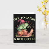 Off To Cause A Kerfuffle Whimsical Wizard Frog Mem Kaart (Gele Bloem)