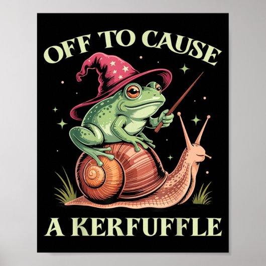 Off To Cause A Kerfuffle Whimsical Wizard Frog Mem Poster (Voorkant)
