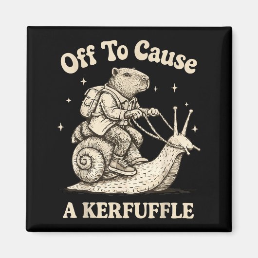 Off to cause a kerfuffle wizard whimsical capybara magneet (Voorkant)