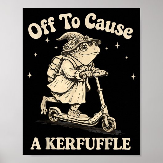 Off to cause a kerfuffle wizard whimsical frog toa poster (Voorkant)