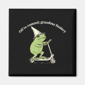 Off To Commit Grandma Foolery Funny Frog Meme  Magneet (Voorkant)