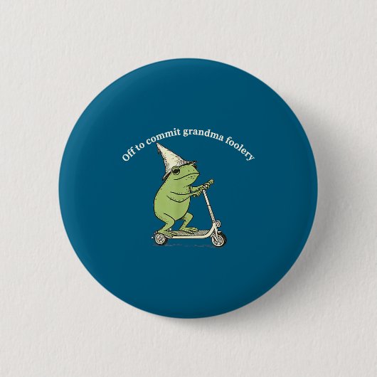Off To Commit Grandma Foolery Funny Frog Meme  Ronde Button 5,7 Cm (Voorkant)