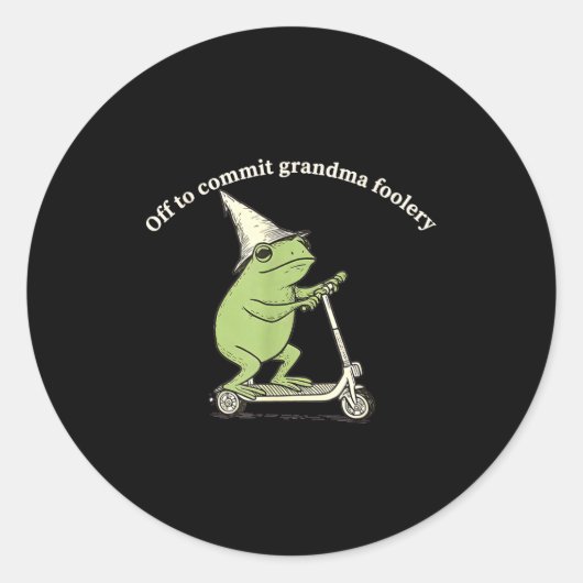 Off To Commit Grandma Foolery Funny Frog Meme  Ronde Sticker (Voorkant)