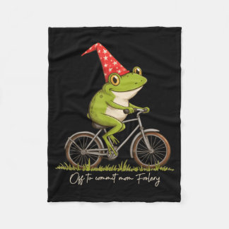 Off To Commit Mom Foolery Funny Frog Meme Fleece Deken