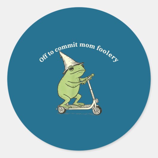 Off To Commit Mom Foolery Funny Frog Meme  Ronde Sticker (Voorkant)