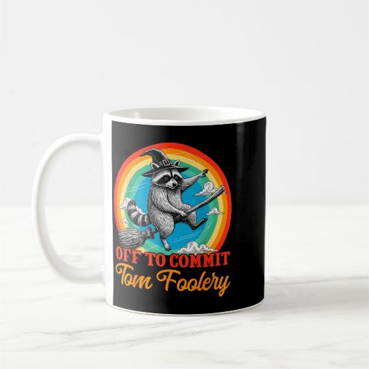 Off To Commit Tom Foolery Raccoon Funny Retro Desi Koffiemok (Links)
