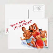 Off to Pilates Vintage Swimsuit Postcard Briefkaart (Voorkant / Achterkant)