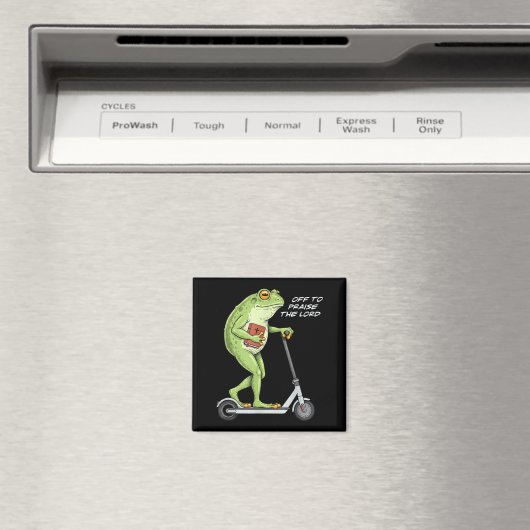 Off To Praise D Lord Funny Frog Christian Meme Magneet (Insitu (Vaatwasser))