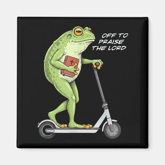 Off To Praise D Lord Funny Frog Christian Meme Magneet (Voorkant)