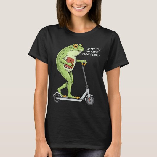 Off To Praise D Lord Funny Frog Christian Meme T-shirt (Voorkant)
