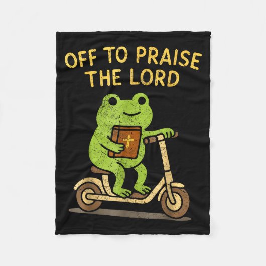 Off To Praise The Lord Frog Christian Fleece Deken (Voorkant)