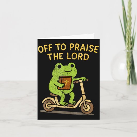 Off To Praise The Lord Frog Christian  Kaart (Voorkant)