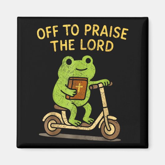 Off To Praise The Lord Frog Christian Magneet (Voorkant)