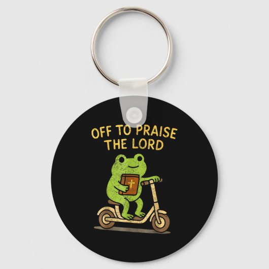 Off To Praise The Lord Frog Christian Sleutelhanger (Voorkant)