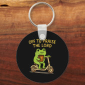 Off To Praise The Lord Frog Christian Sleutelhanger (Voorkant)