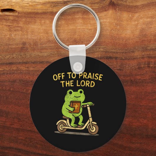 Off To Praise The Lord Frog Christian  Sleutelhanger (Voorkant)