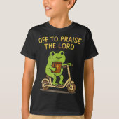Off To Praise The Lord Frog Christian T-shirt (Voorkant)