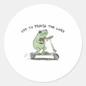 Off To Praise The Lord, Funny Christian Ronde Sticker (Voorkant)