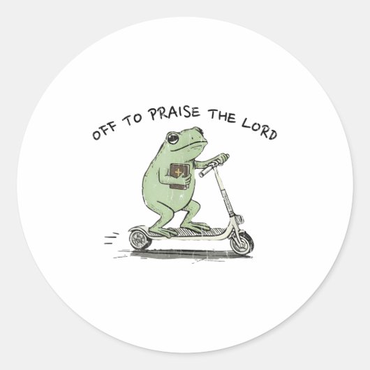 Off To Praise The Lord, Funny Christian Ronde Sticker (Voorkant)