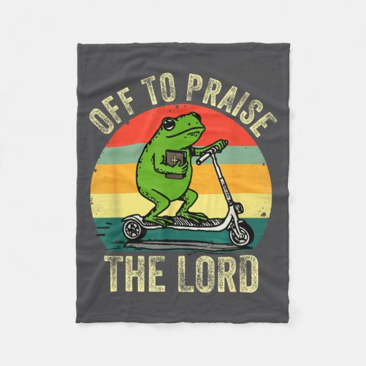 Off To Praise The Lord Funny Frog Bible Study Jesu Fleece Deken (Voorkant)