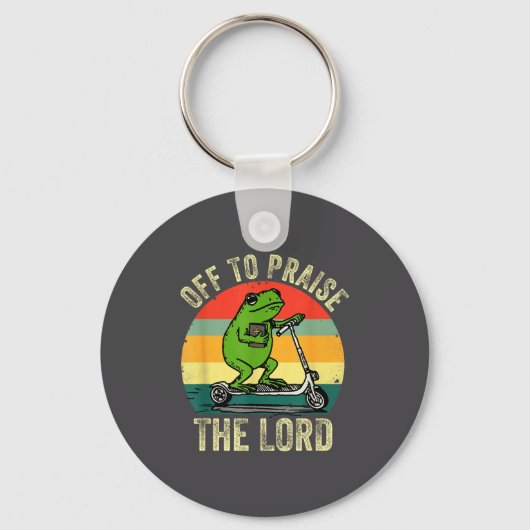Off To Praise The Lord Funny Frog Bible Study Jesu Sleutelhanger (Voorkant)