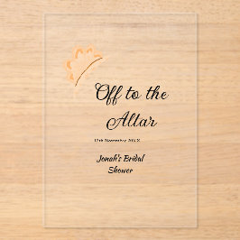 Off to the altar orange cap hat bridal shower name acryl uitnodigingen