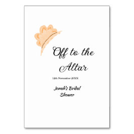 Off to the altar orange cap hat bridal shower name kaart