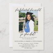 Off White 2 Photo Script Graduation Announcement Kaart (Voorkant)