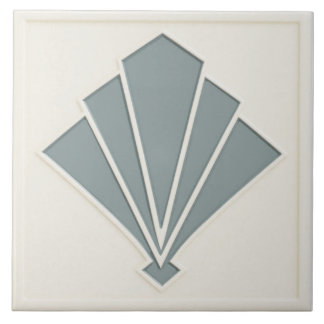 Off White and Grey Art Deco Ceramic Tegeltje