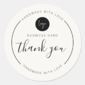 Off White Bedankt Handgemaakt met liefde Ronde Sticker (Voorkant)