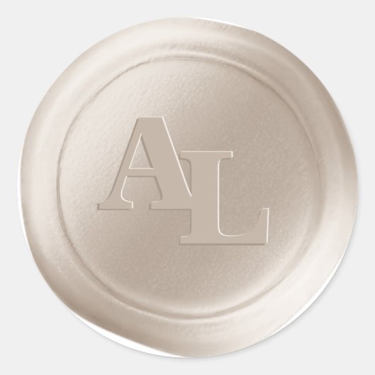 Off White Beige Wax Seal Monogram Bruiloft Sticker (Voorkant)