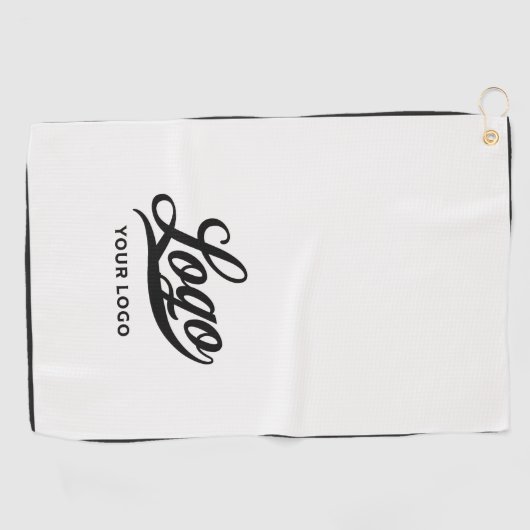 Off white Black border Company Logo Business Club Golfhanddoek (Horizontaal)