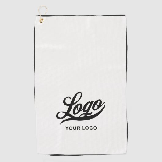 Off white Black border Company Logo Business Club Golfhanddoek (Voorkant)